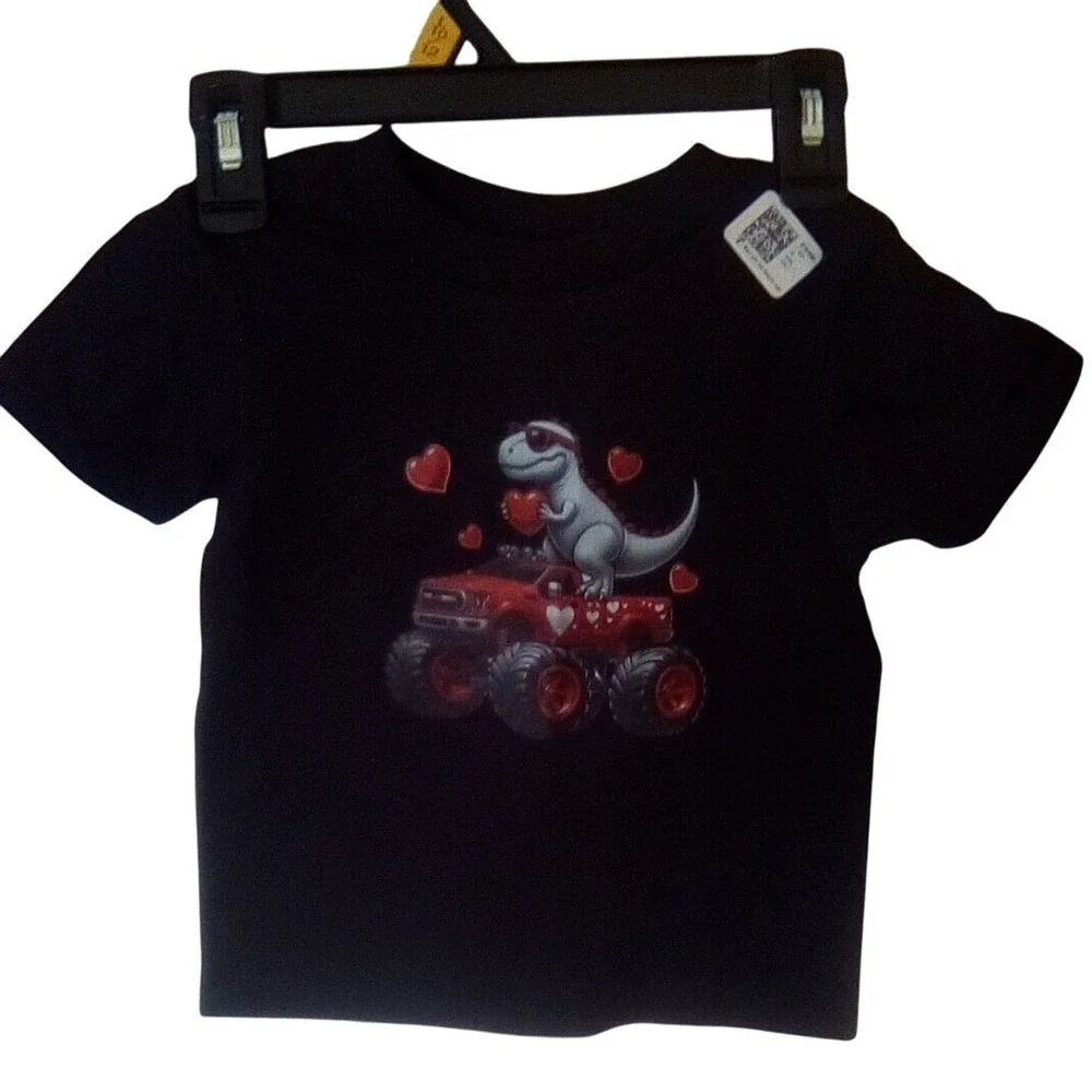 Gildan Valentine's Day T-Shirt Dinosaur‎ Monster Truck Graphic Tee